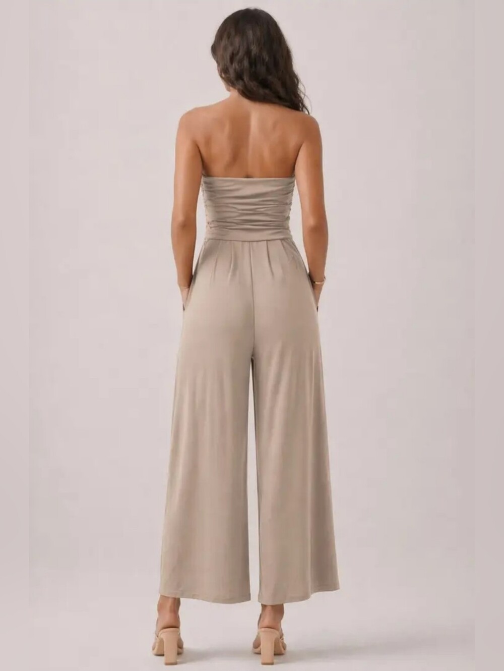 Heart & Hips Strapless Wide-Leg Jumpsuit in Taupe - Picture 3 of 3